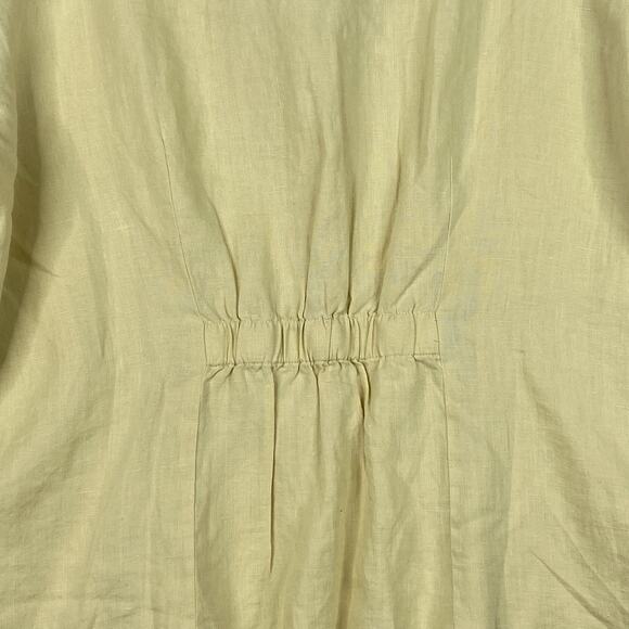 J Jill Button Down Shirt Womens XL Washed Linen Yellow 1/2 Sleeve Beachy NWT VTG - Picture 12 of 12